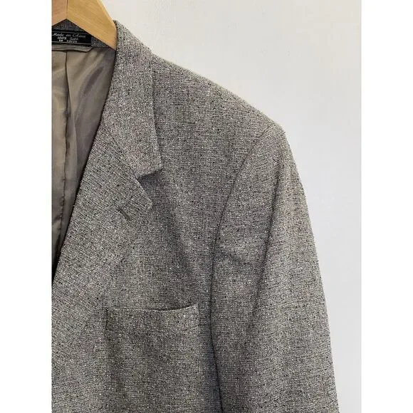Bert Pulitzer Sport Coat Mens 44S Gray Melange 100% Pure Silk Tweed‎ Blazer